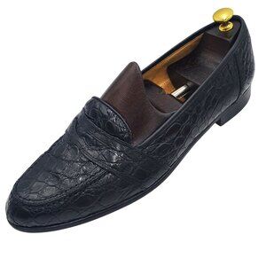 Italy Zelli Tuscany Men's size 13 Black Crocodile Leather Loafers Dress shoes